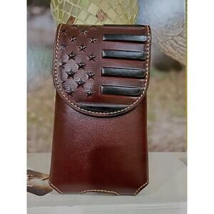 Montana West Cell Phone Holder Holster genuine Leather Belt Loop American Pride